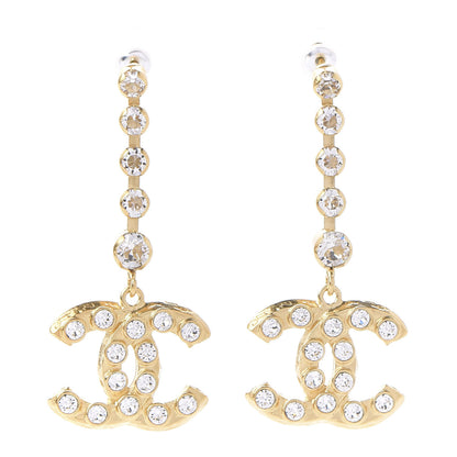 Chanel CC Crystal Drop Earrings Gold 1 of 5