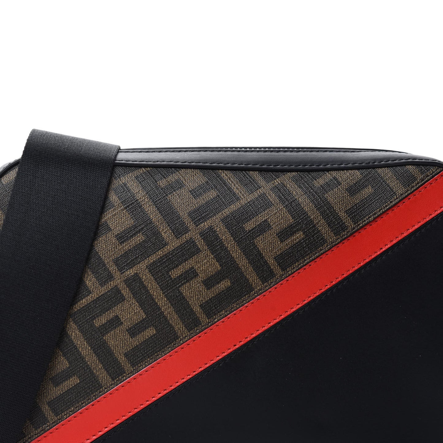 Glazed Fabric Vitello Liberty FF 1974 Diagonal Camera Case Tobacco Rosso Black