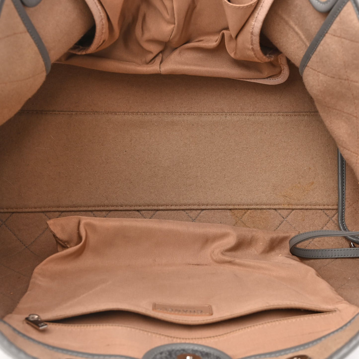 Wool Felt Calfskin Large Deauville Tote Grey Beige