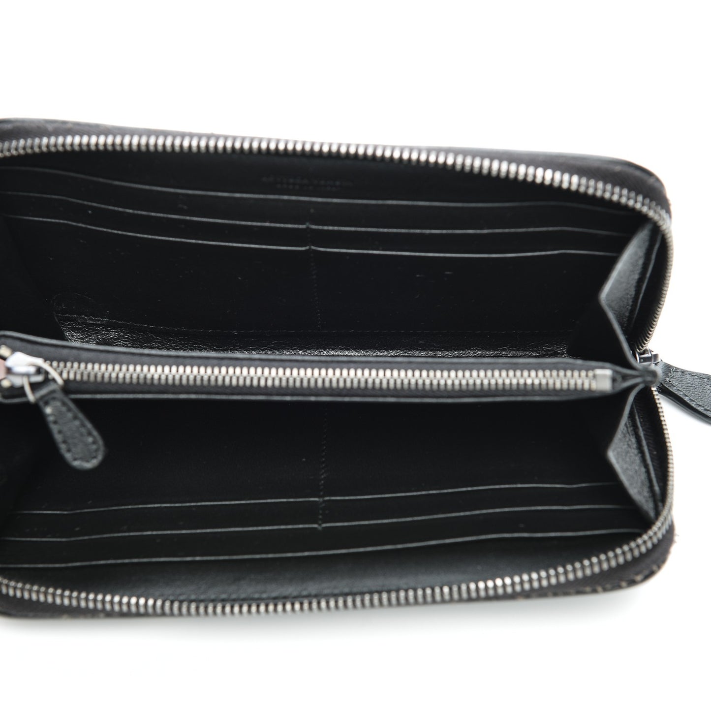 Nappa Ricamo Placcato Zip Around Wallet Nero Black