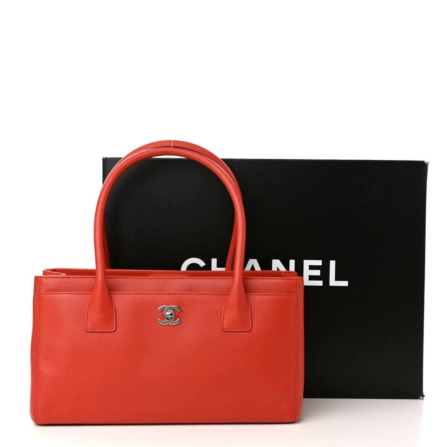 Calfskin Small Cerf Executive Shopper Tote Orange