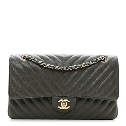 Chanel Caviar Chevron Quilted Medium Double Flap Dark Grey 1 of 11
