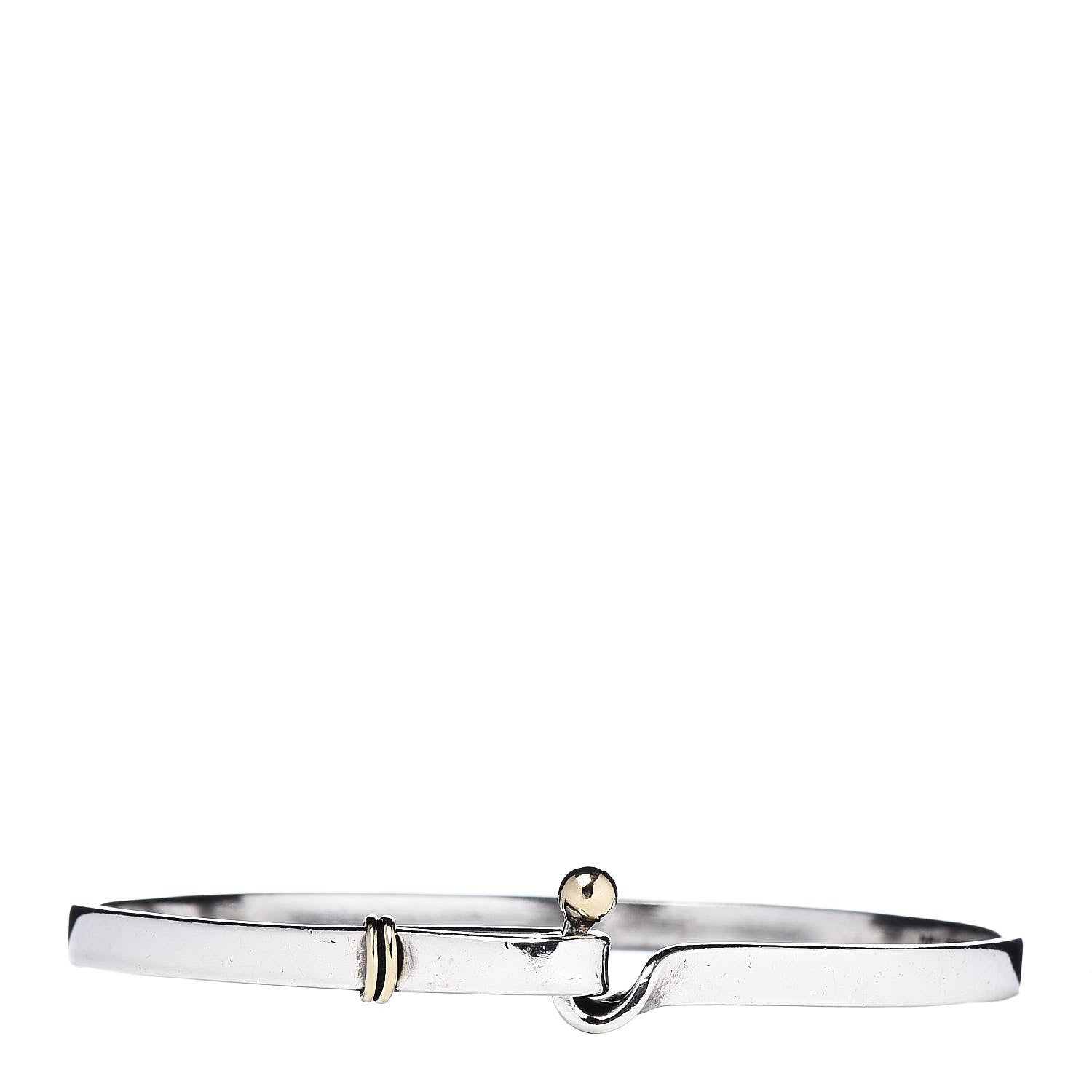 Tiffany Sterling Silver 18K Yellow Gold Hook Eye Bangle Bracelet 1 of 5