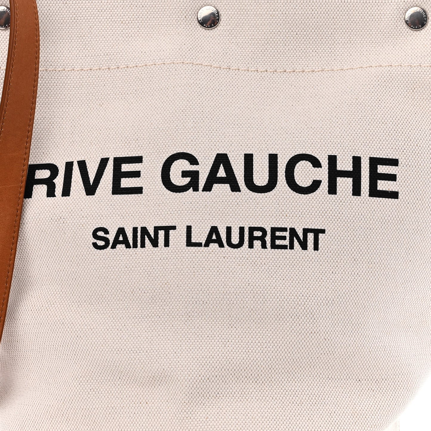 Linen Calfskin Rive Gauche Bucket Bag Grey Cognac