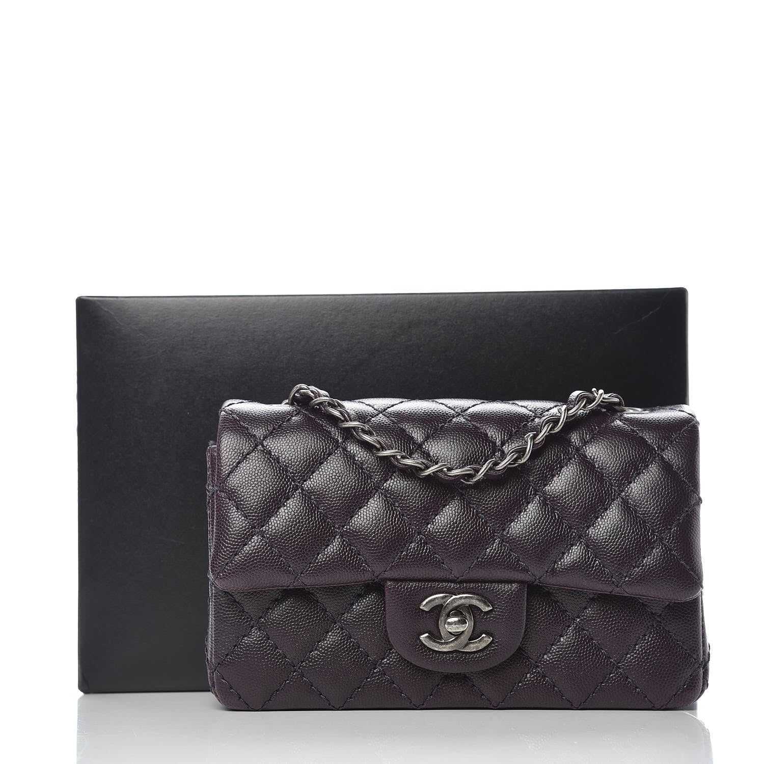Chanel Washed Caviar Quilted Mini Rectangular Flap Dark Purple 11 of 11