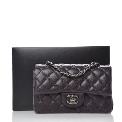 Chanel Washed Caviar Quilted Mini Rectangular Flap Dark Purple 11 of 11