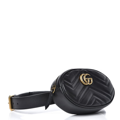 Gucci Calfskin Matelasse GG Marmont Belt Bag 85 34 Black 3 of 11