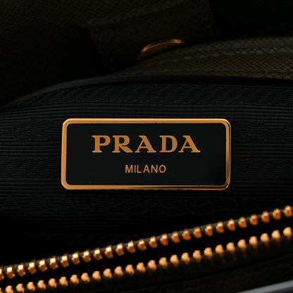 Prada Saffiano Lux Bi-Color Medium Tote Militare Black 7 of 11