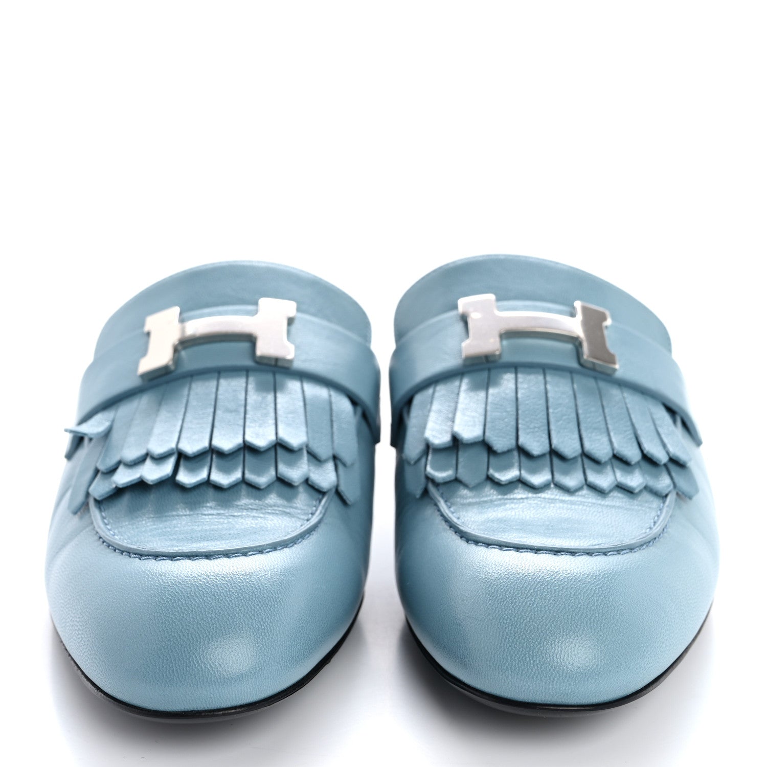 Hermes Goatskin Rivoli Mules   36 Bleu Ciel 3 of 12