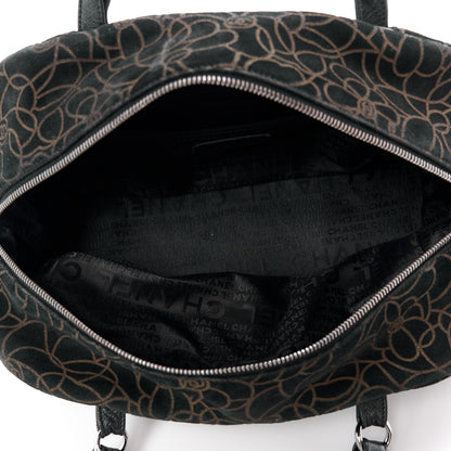 Chanel Velvet Camellia Embossed Shoulder Bag Black 5 of 18