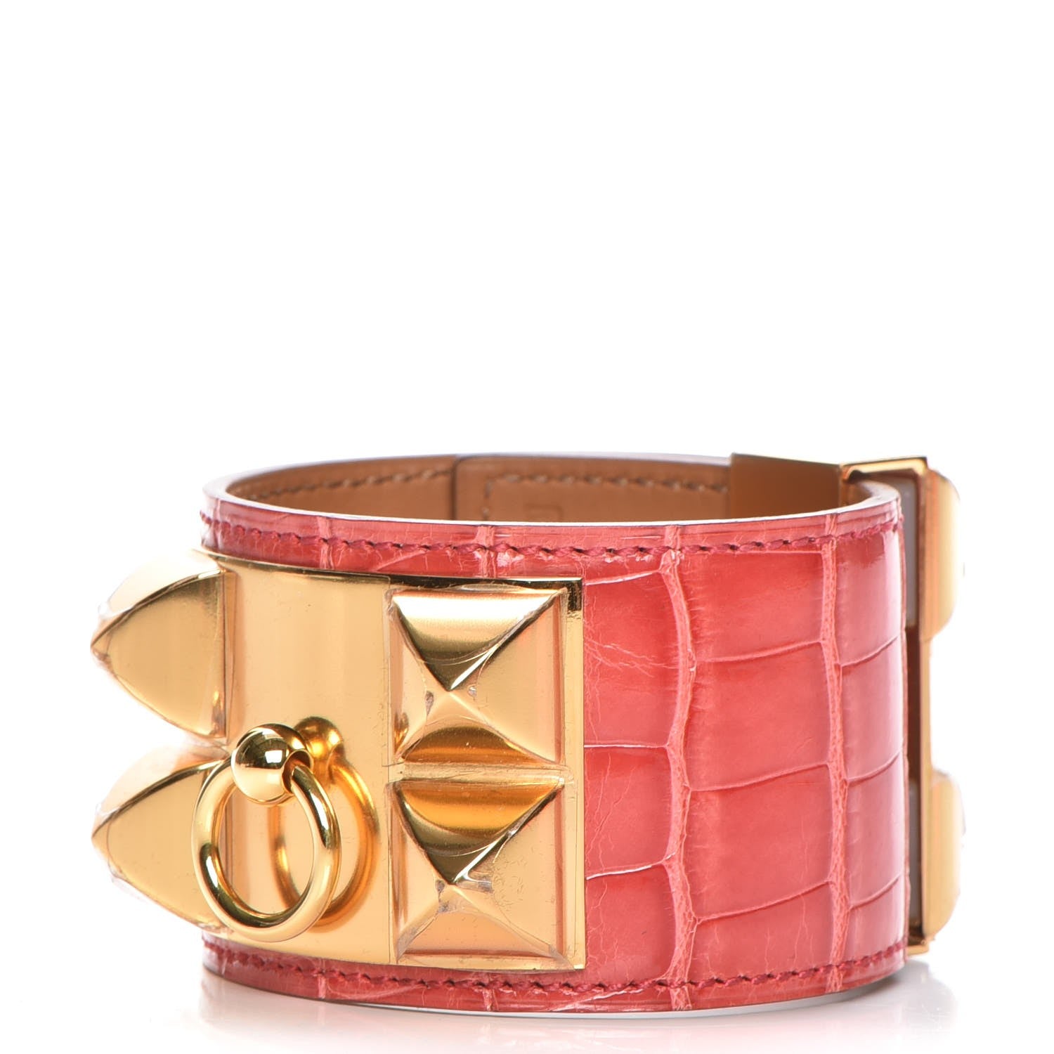 Hermes Shiny Alligator Collier De Chien CDC Bracelet S Framboise 1 of 7