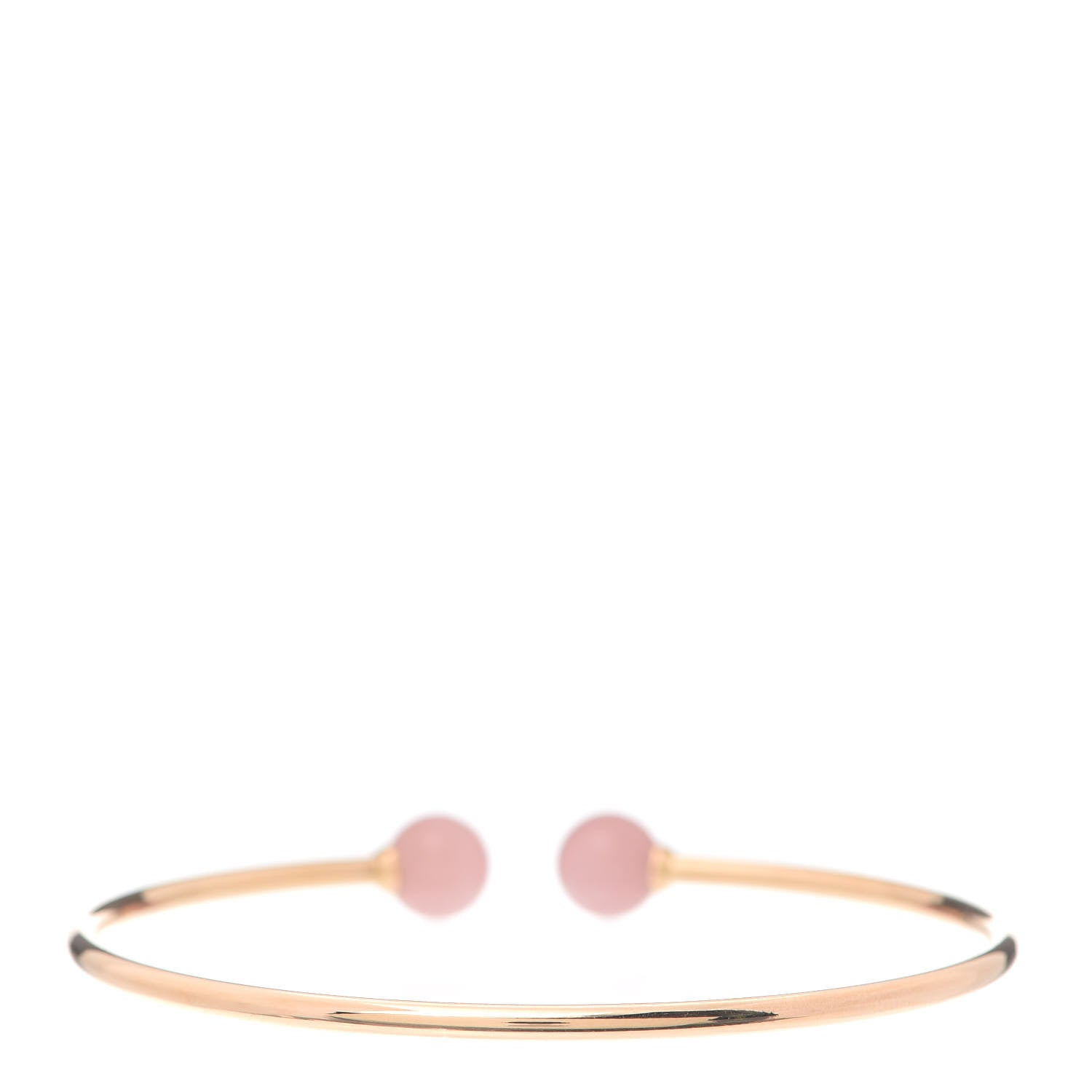Tiffany 18K Rose Gold Rose Quartz HardWear Ball Wire Bracelet 3 of 5