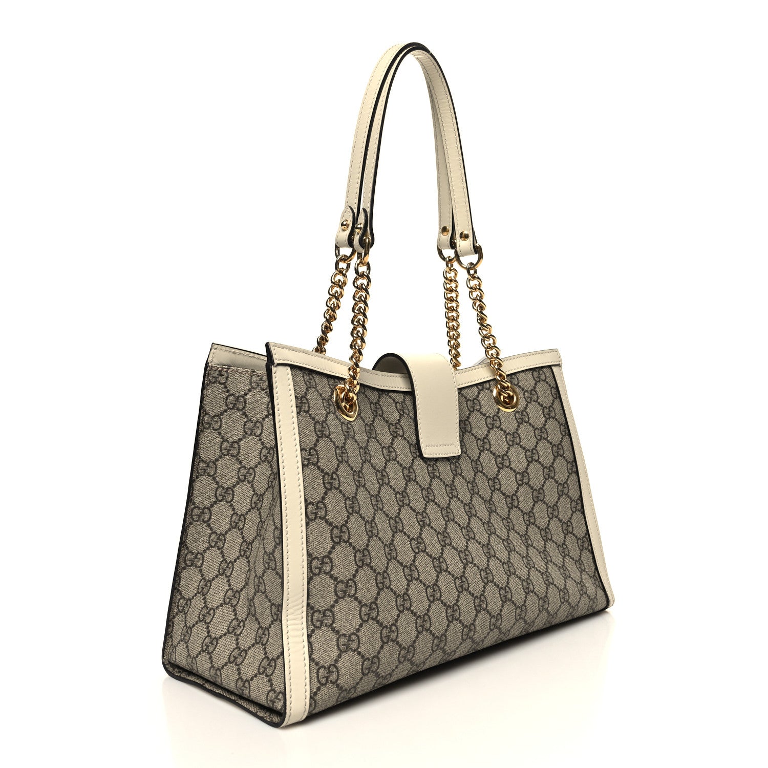 Gucci GG Supreme Monogram Medium Padlock Tote White 3 of 12
