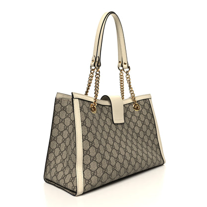 Gucci GG Supreme Monogram Medium Padlock Tote White 3 of 12