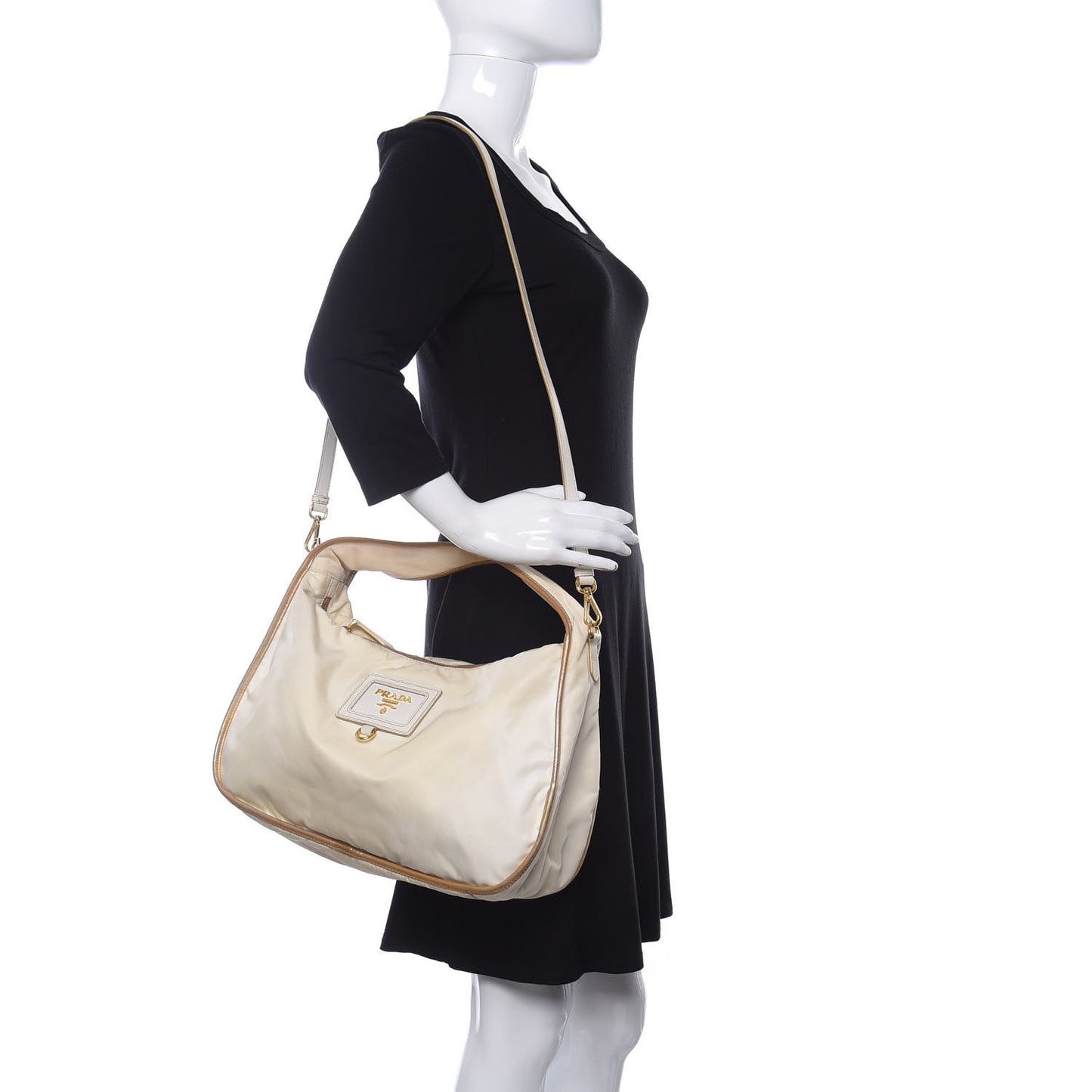 Tessuto Nylon Saffiano Shoulder Bag White