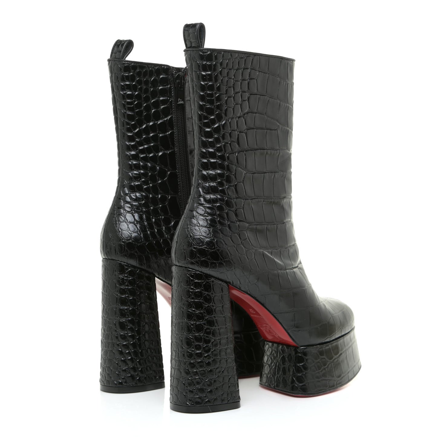Calfskin Crocodile Embossed Izamayeah 130 Platform Boots 37 Black