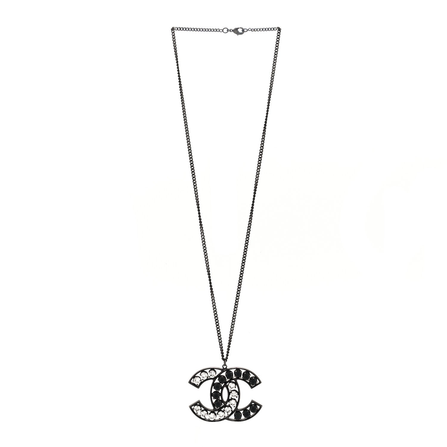 Chanel Ruthenium Crystal CC Necklace Black 3 of 5