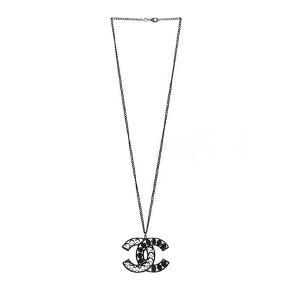 Chanel Ruthenium Crystal CC Necklace Black 3 of 5