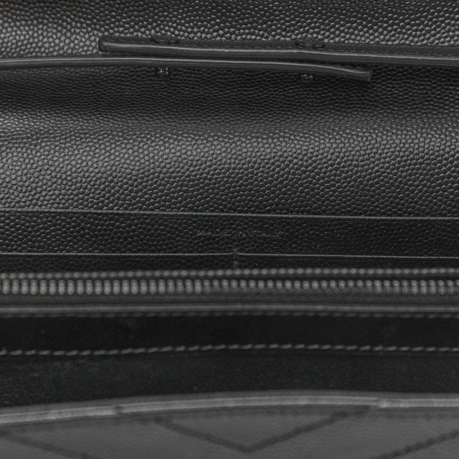 Saint Laurent Grain De Poudre Matelasse Chevron Monogram Chain Wallet Black 7 of 11
