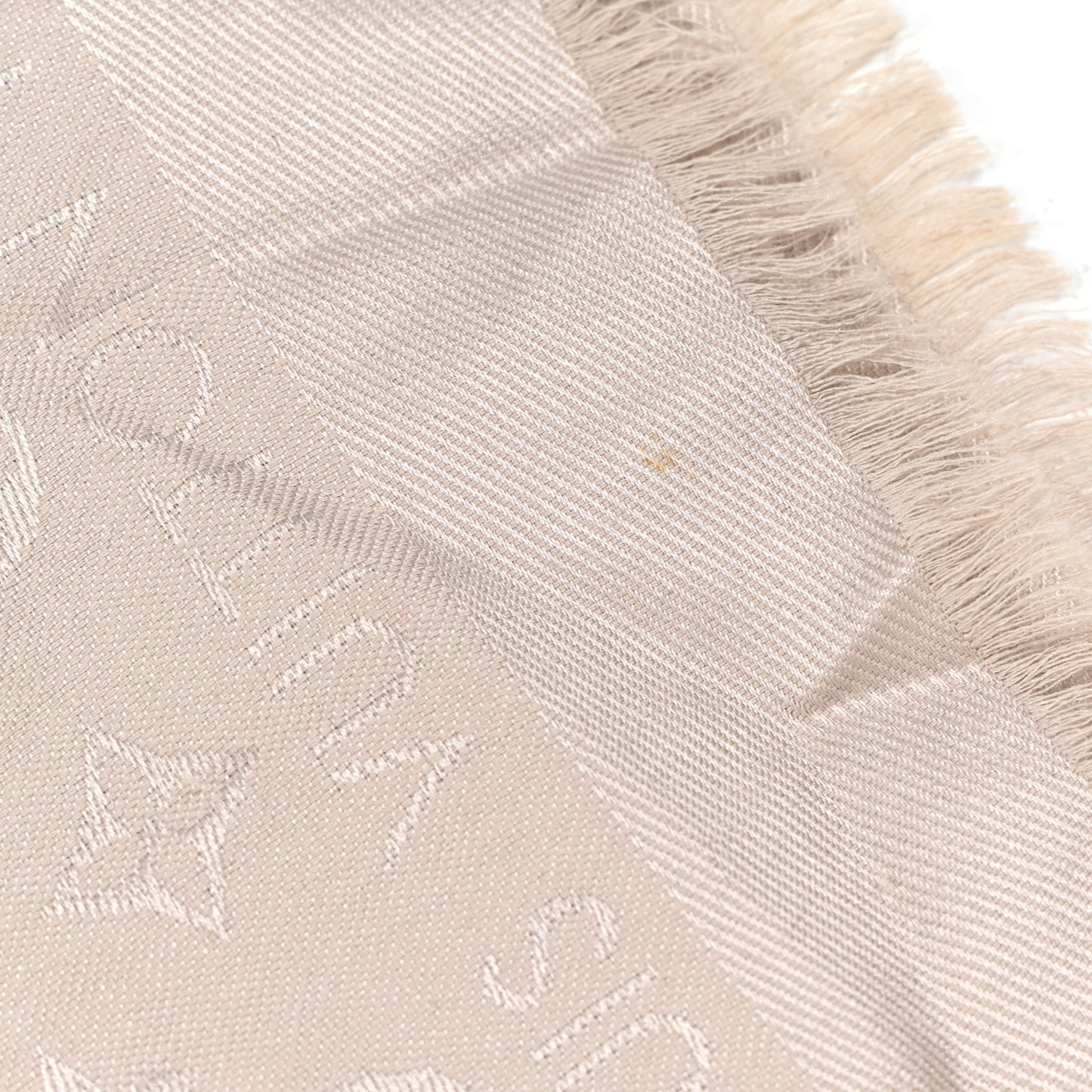 Silk Wool Monogram Shine Shawl Greige