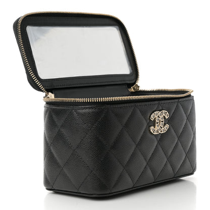 Chanel Caviar Quilted Crystal Hearts Small Vanity Case With Chain Black 5 of 12