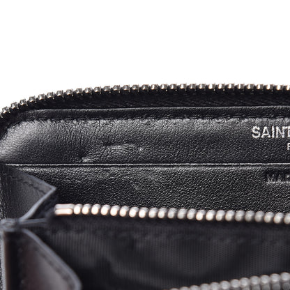 Saint Laurent Calfskin Crocodile Embossed Monogram Zip Around Wallet Black 8 of 11