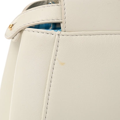 Fendi Nappa Vitello Gingham Embossed Mini Peekaboo Iconic Satchel White Ice Light Blue 14 of 14