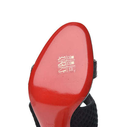 Christian Louboutin Calfskin Mesh Snakeskin Embossed Georgette 85 Sandals 37 Black 11 of 11