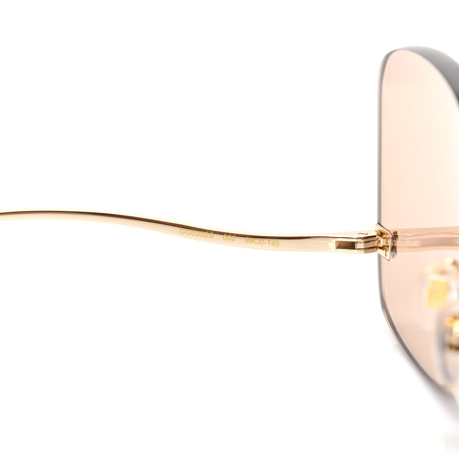 Gucci Acetate Metal Rimless Square Sunglasses GG0355S Gold 6 of 9