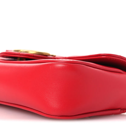 Gucci Calfskin Matelasse Super Mini GG Marmont Shoulder Bag Hibiscus Red 10 of 12