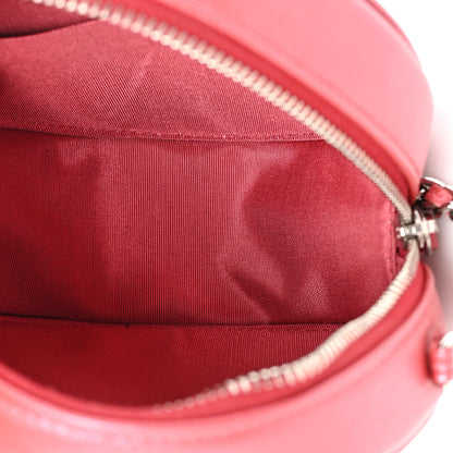 Chanel Goatskin Camellia Quilted Round Clutch With Chain Dark Pink 5 of 9
