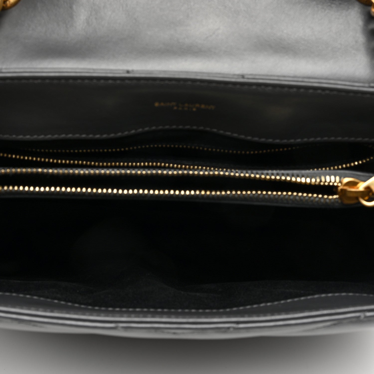 Saint Laurent Calfskin Y Quilted Monogram Medium Loulou Chain Satchel Storm 5 of 9