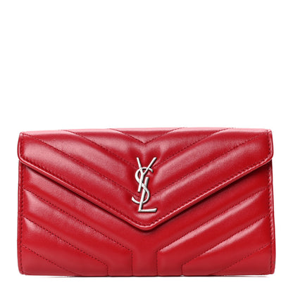 Saint Laurent Lambskin Y Quilt Monogram Large Loulou Flap Wallet Rouge Eros 1 of 4