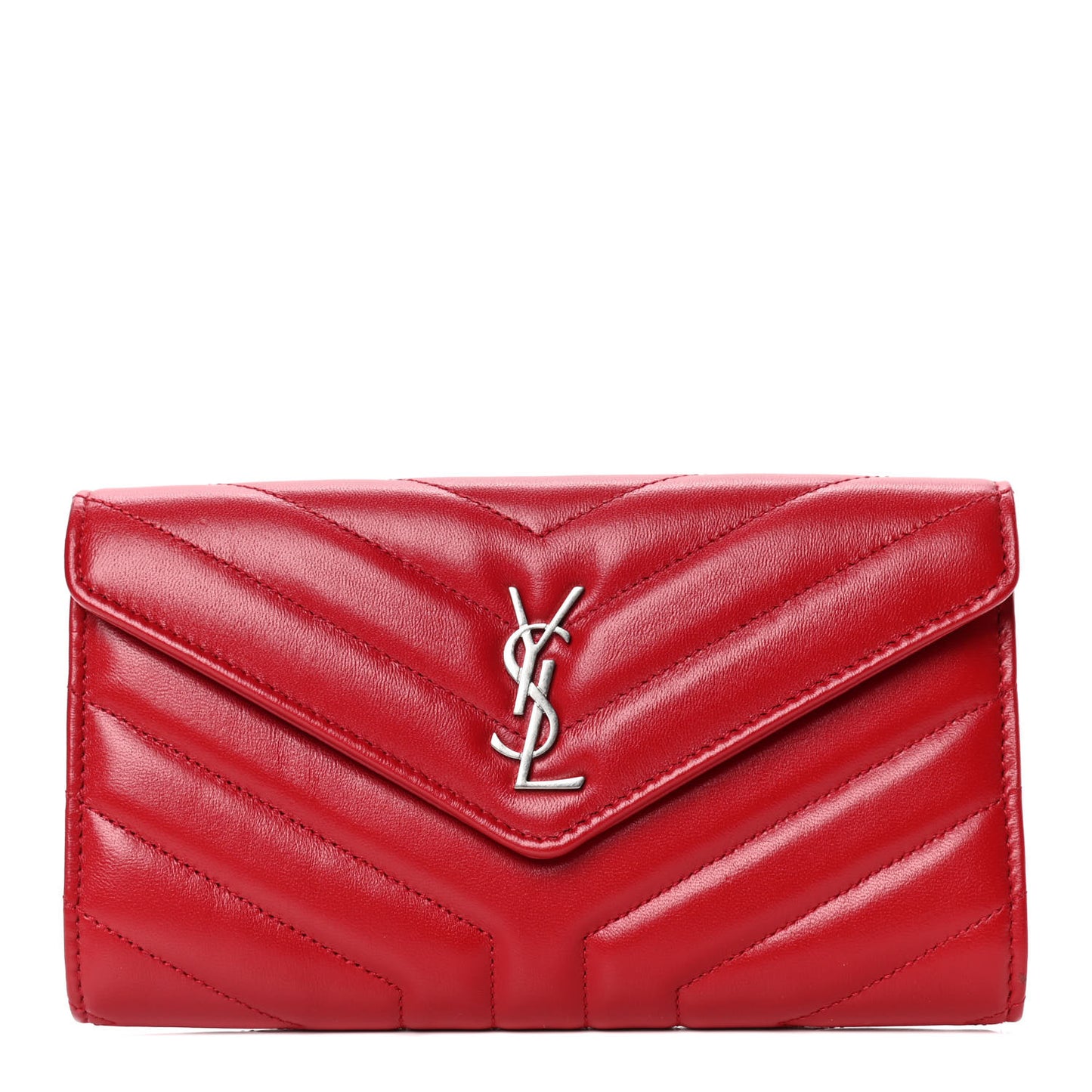 Lambskin Y Quilt Monogram Large Loulou Flap Wallet Rouge Eros