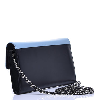 Chanel Lambskin Airlines Wallet On Chain WOC Blue Black Red 3 of 16