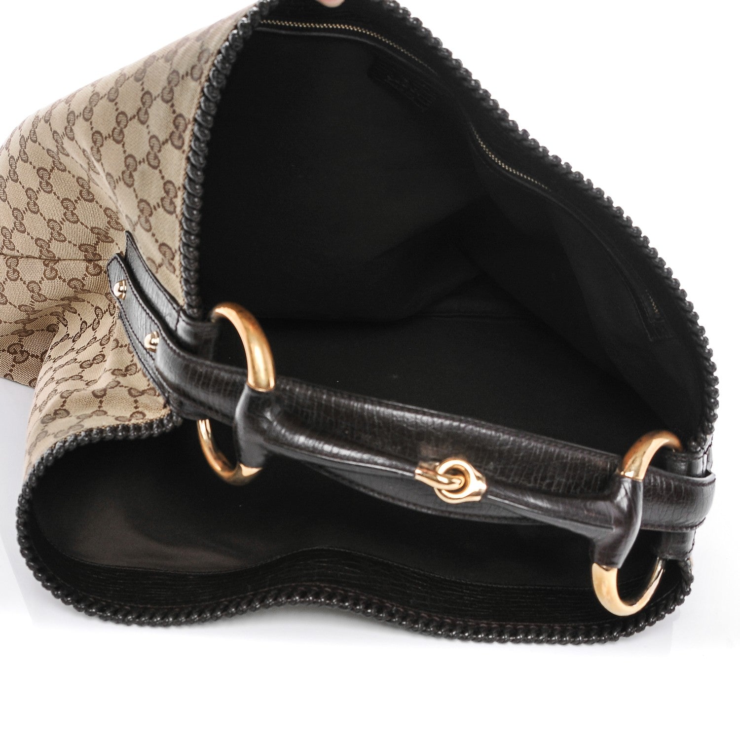 Gucci Monogram Large Horsebit Chain Hobo Dark Brown 5 of 7