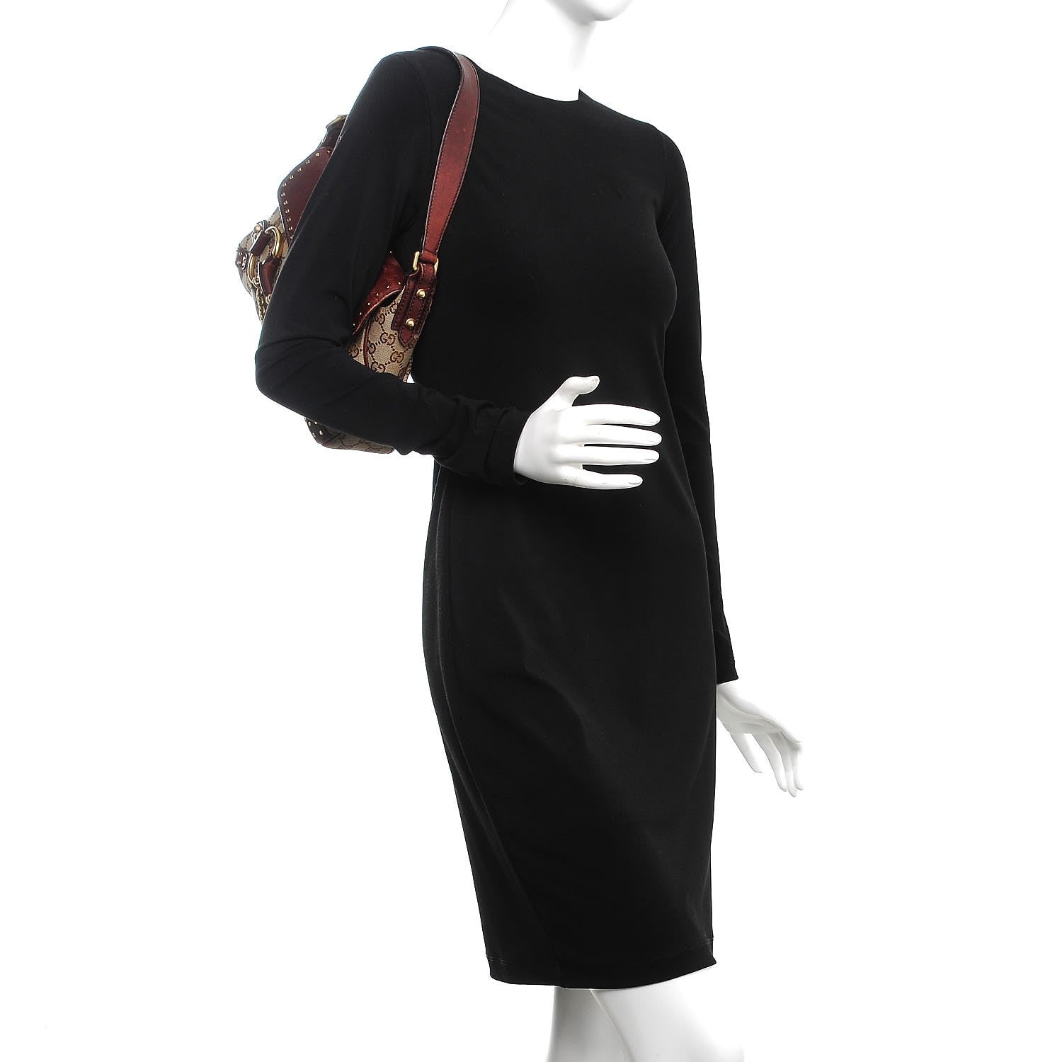 Gucci Monogram Horsebit Chain Studded Flap Burgundy 2 of 9