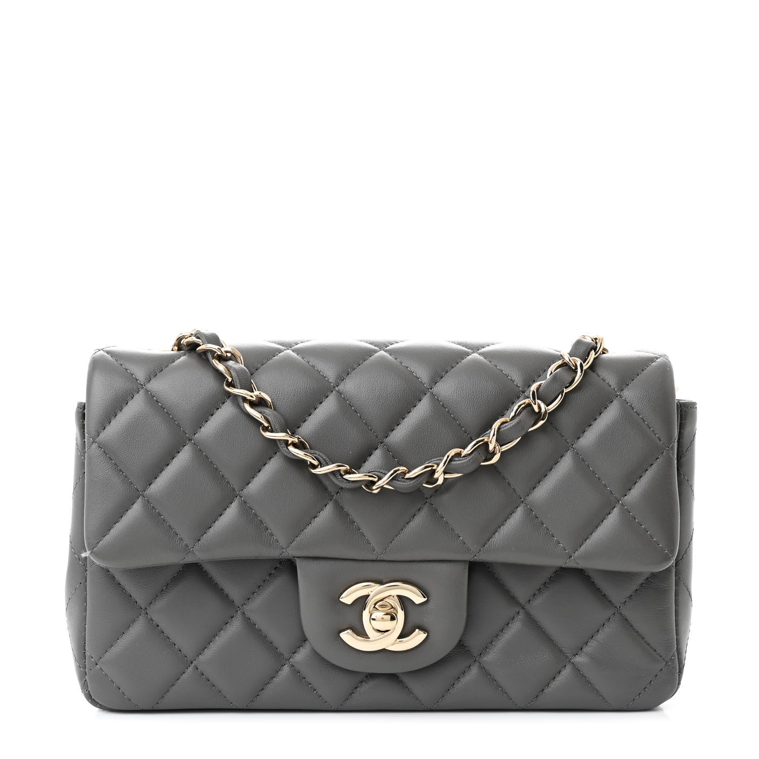 Chanel Lambskin Quilted Mini Rectangular Flap Dark Grey 1 of 11