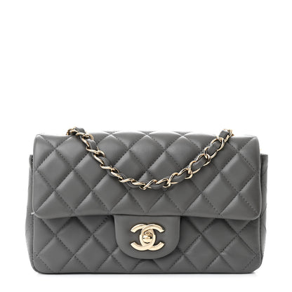 Chanel Lambskin Quilted Mini Rectangular Flap Dark Grey 1 of 11