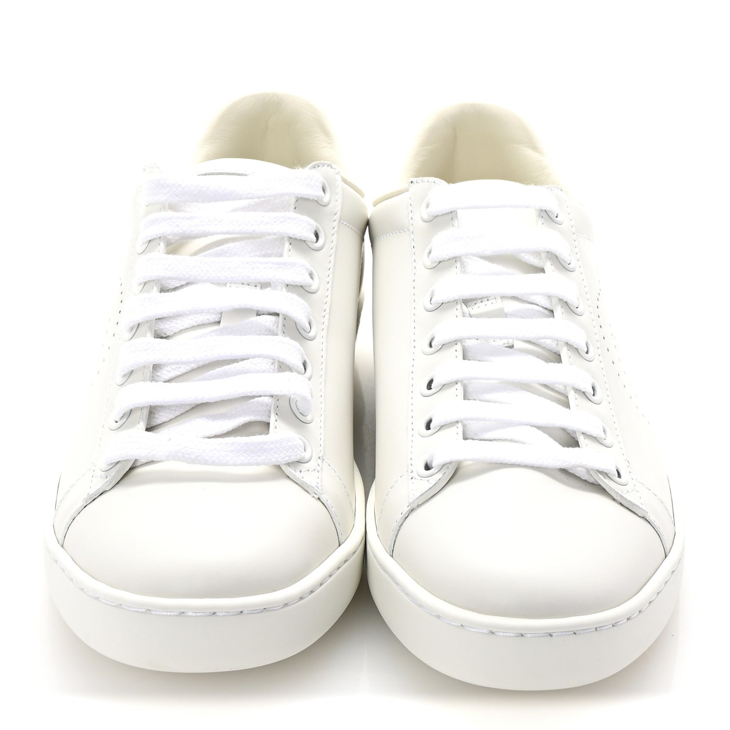 Calfskin Interlocking G Perforated Womens Ace Sneakers 37 White Grey Sky