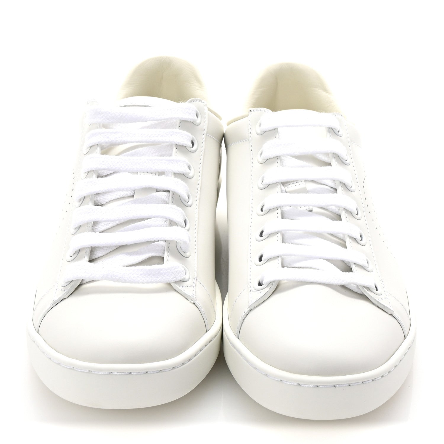 Gucci Calfskin Interlocking G Perforated Womens Ace Sneakers 37 White Grey Sky 3 of 10