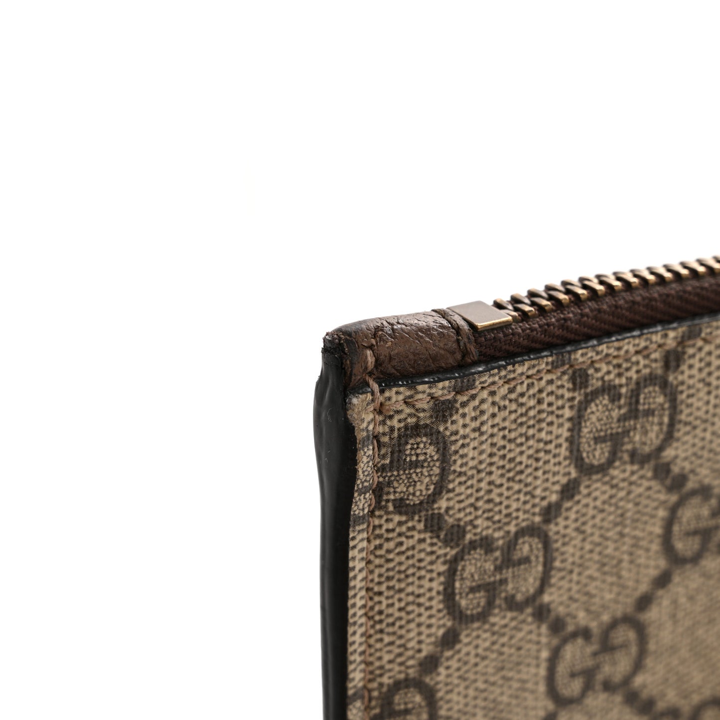 GG Supreme Monogram Neo Vintage Zip Wristlet Pouch Beige New Acero Crop