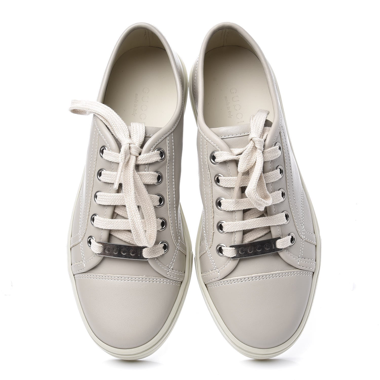 Gucci Calfskin Miro Soft Womens Lace Up Sneakers 35 Mystic White 5 of 11