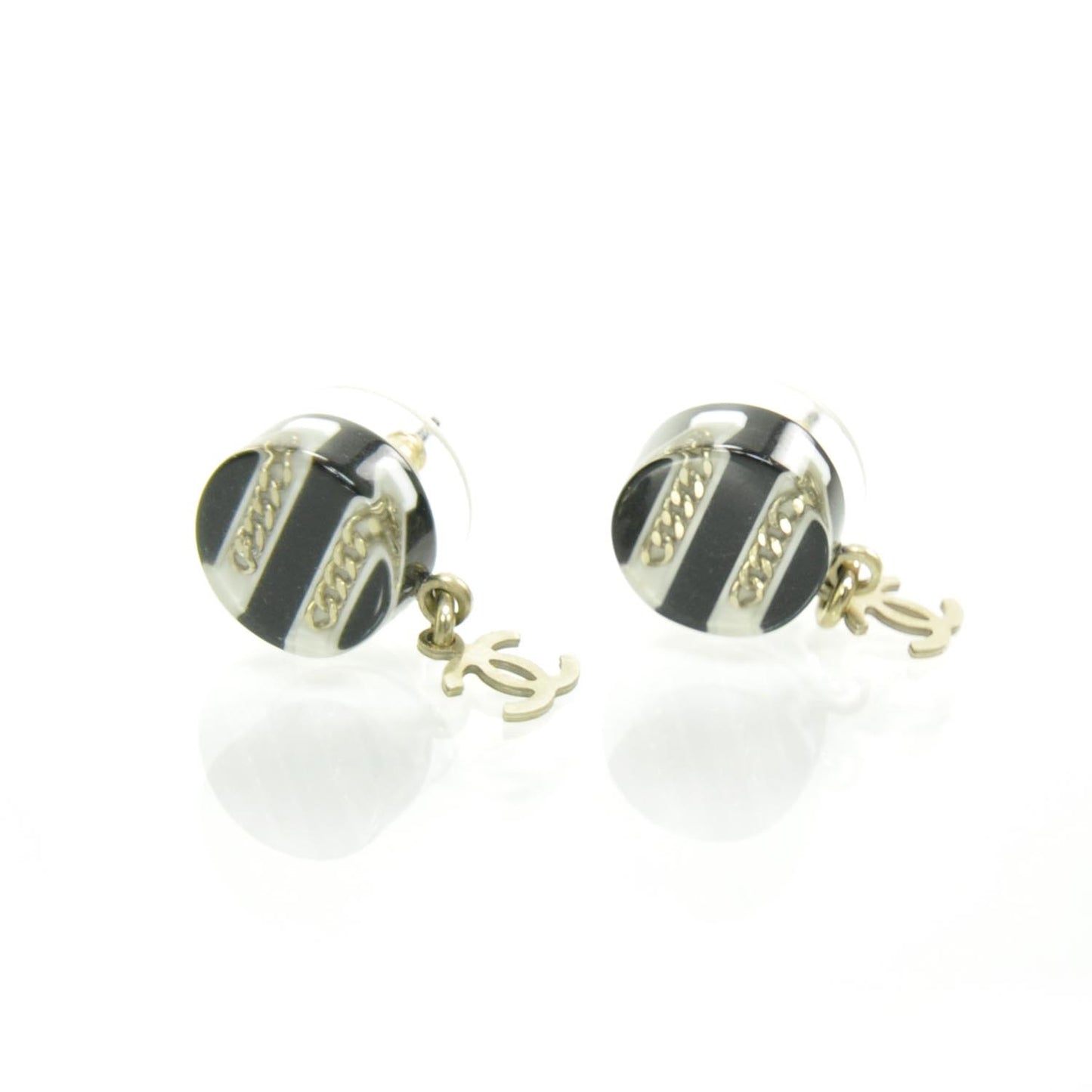 Resin Chain Inlaid CC Dangle Earrings