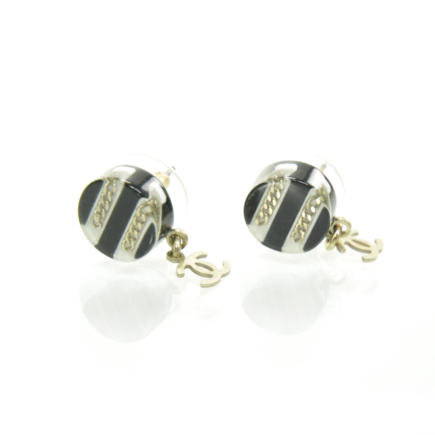 Chanel Resin Chain Inlaid CC Dangle Earrings 1 of 6