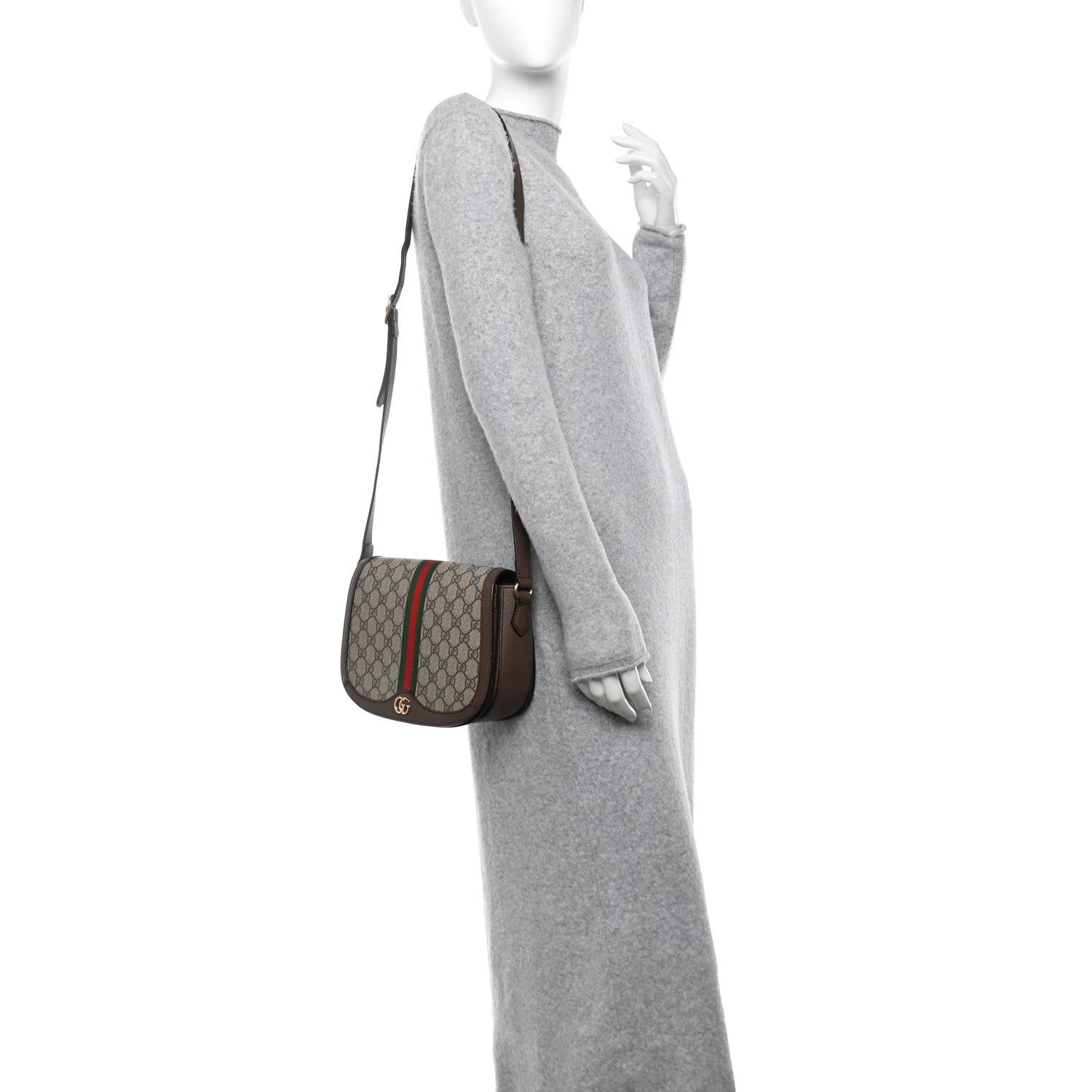 Gucci GG Supreme Monogram Web Small Ophidia Flap Messenger Bag Brown 2 of 13