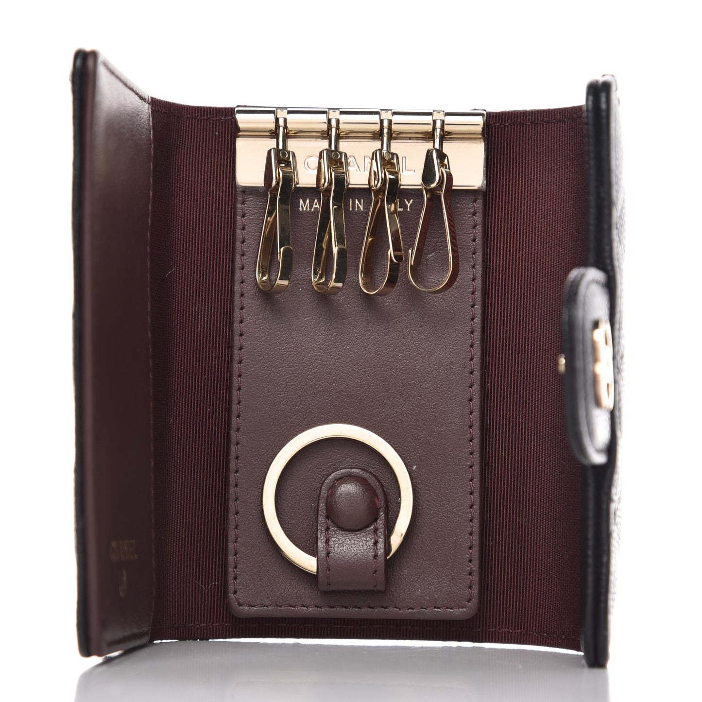 Caviar Quilted Classic 4 Key Holder Wallet Black