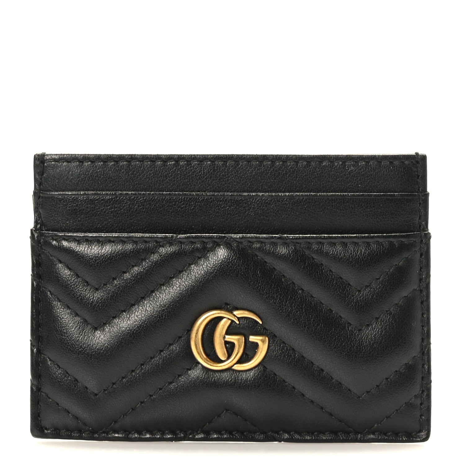 Gucci Calfskin Matelasse GG Marmont Card Holder Black 1 of 7