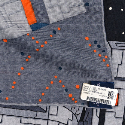 Hermes Silk Cashmere Odyssey Scarf 100 Black Anthracite Gris 3 of 4