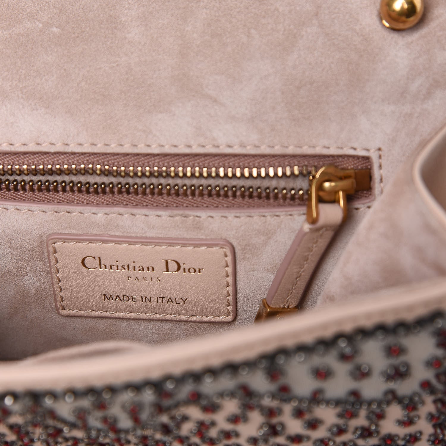 Christian Dior Calfskin Beaded Mini Dioraddict Flap Bag Beige 8 of 12